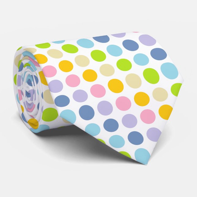 Pastellregenbogen-Tupfen Krawatte (Gerollt)
