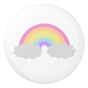 Pastellregenbogen und Wolken Keramikknauf