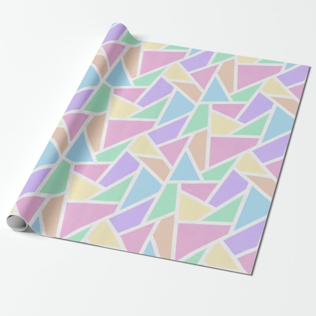 Pastellregenbogenmosaik Geschenkpapier (Ungerollt)