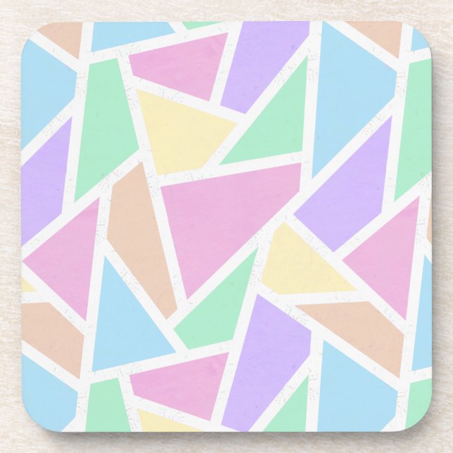 Pastellregenbogenmosaik Getränkeuntersetzer (Vorderseite)