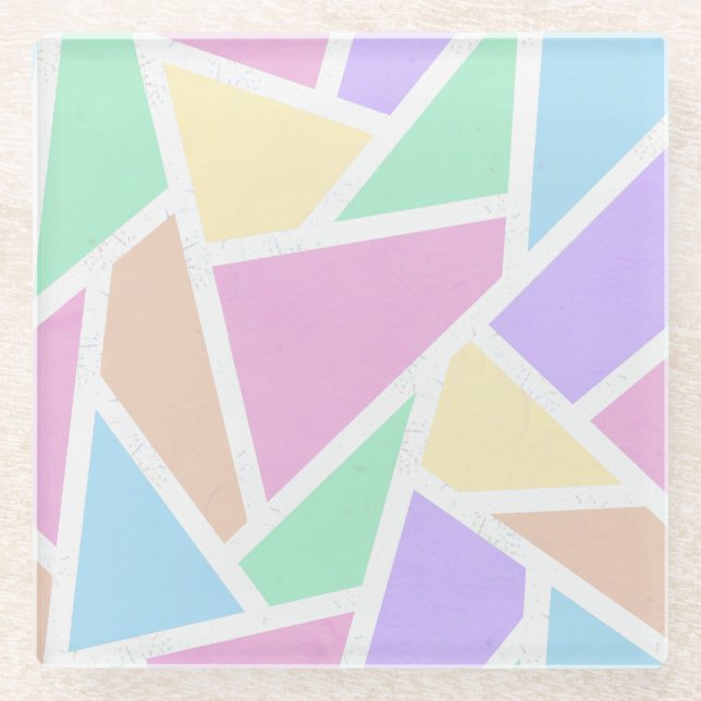 Pastellregenbogenmosaik Glasuntersetzer (Vorderseite)