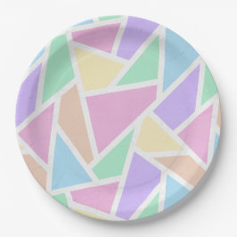 Pastellregenbogenmosaik Pappteller