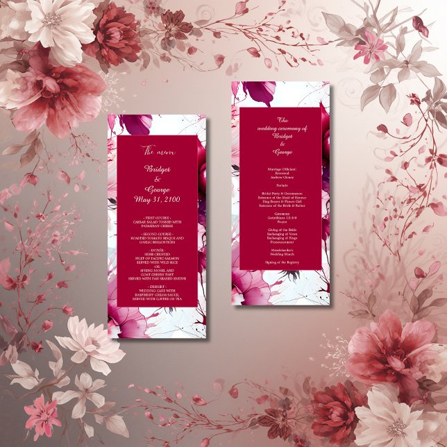 Pastellrosa abstrakte Rose Hochzeitsmenü Programm (Von Creator hochgeladen)