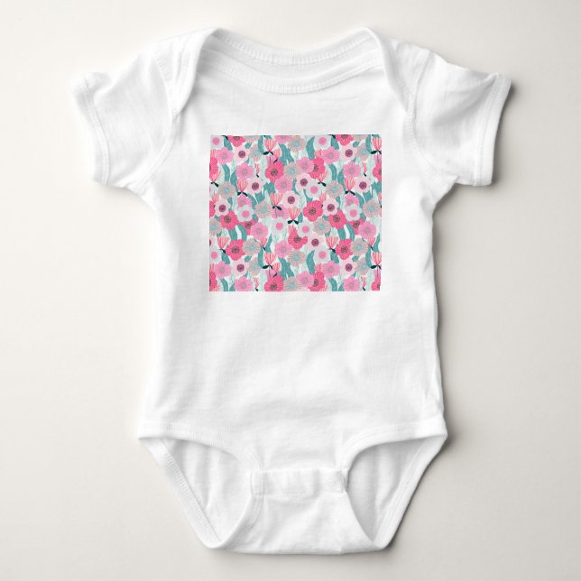 Pastellrosa Abstraktes Muster Baby Strampler (Vorderseite)