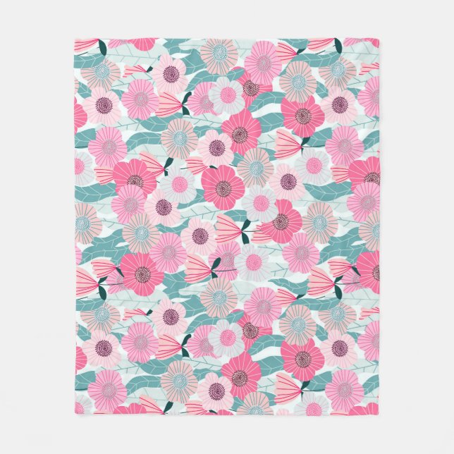 Pastellrosa Abstraktes Muster Fleecedecke (Vorderseite)
