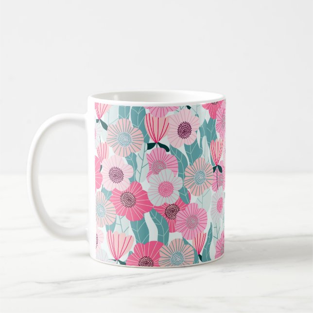Pastellrosa Abstraktes Muster Kaffeetasse (Links)