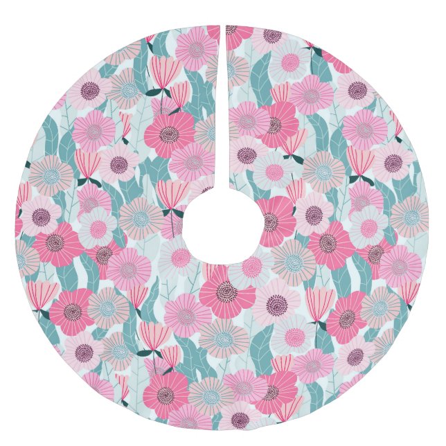 Pastellrosa Abstraktes Muster Polyester Weihnachtsbaumdecke (Vorderseite)