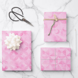 Pastellrosa Aquarellfarbe Geometrischer Monddruck Geschenkpapier Set