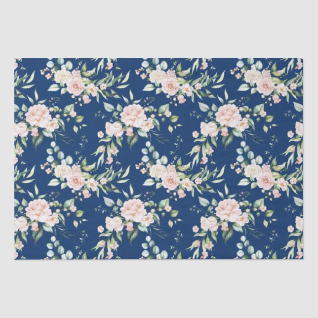 Pastellrosa Aquarellmuster Rose Seidenpapier (Vorderseite)