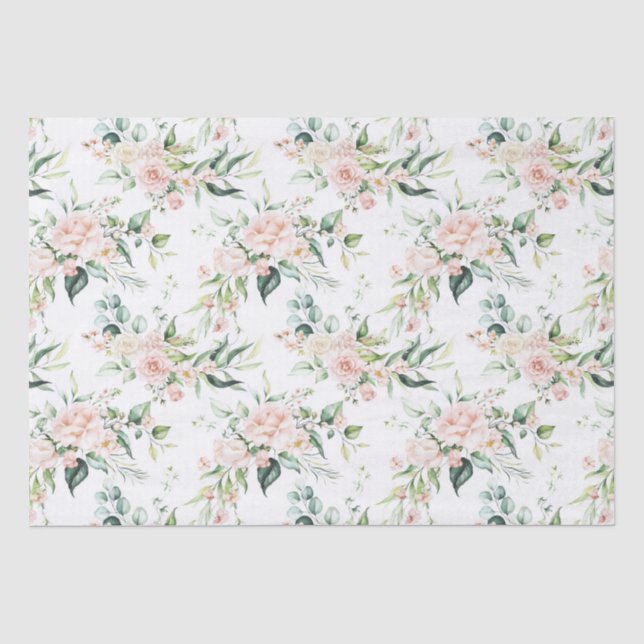 Pastellrosa Aquarellmuster Rose Seidenpapier (Vorderseite)