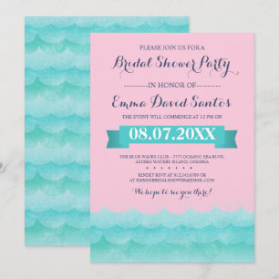Pastellrosa auf See nautisches Brautparty Einladung