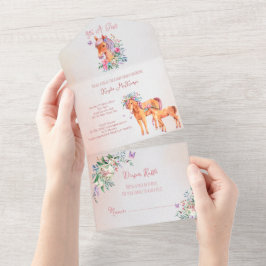 Pastellrosa Baby Pferd alles in einer Babydusche All In One Einladung