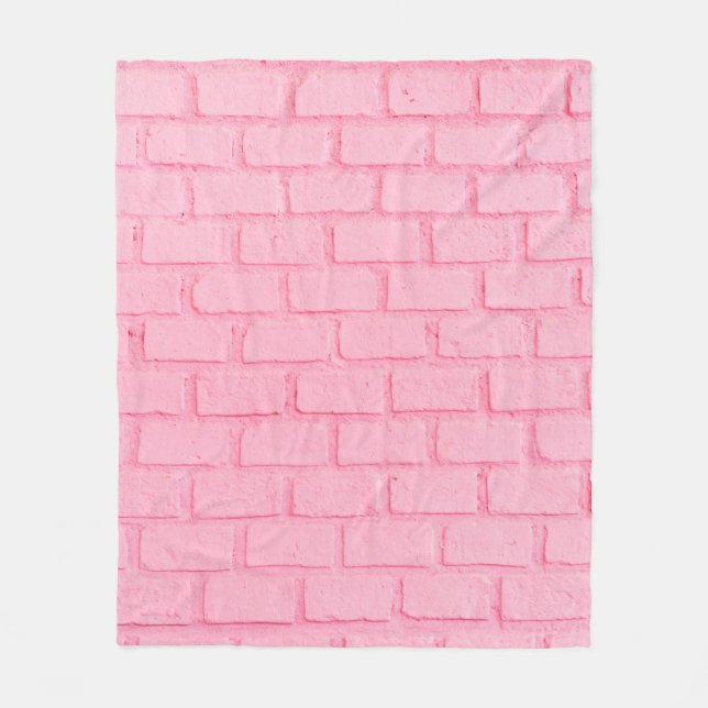 Pastellrosa Backsteinstruktur. Rosa Farbe Fleecedecke (Vorderseite)