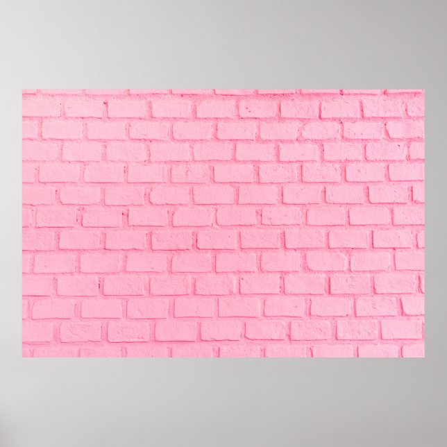 Pastellrosa Backsteinstruktur. Rosa Farbe Poster (Vorne)