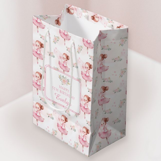 Pastellrosa Ballerina Birhtday Papier Geschenktasc Mittlere Geschenktüte (Von Creator hochgeladen)