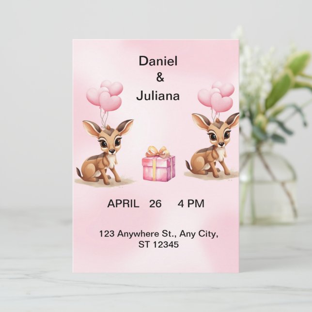 Pastellrosa Balloons für die Hochzeitsfeier Save The Date (Stehend Vorderseite)