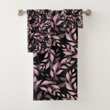 Pastellrosa Blätter und Schwarzes Muster