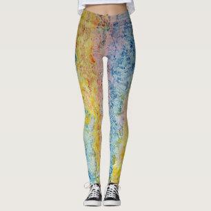 Pastellrosa Blau gelb Textil Modernste Abstrakt Leggings