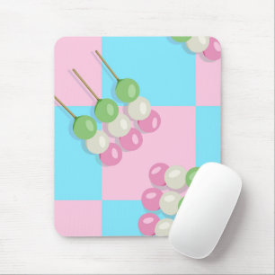 Pastellrosa Blau Karierte Dango Mousepad