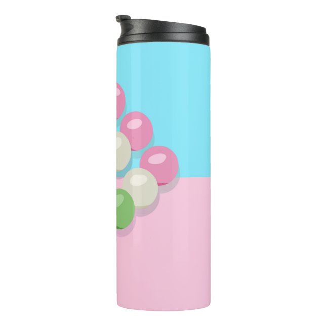 Pastellrosa Blau Schachtelblau Schachtelhalm Thermosbecher (Nach rechts gedreht)