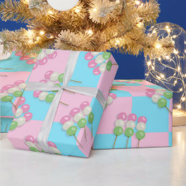 Pastellrosa Blau Schachtelhaltiges Dango Wrapping Geschenkpapier