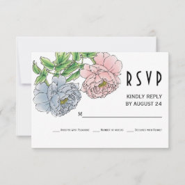Pastellrosa, blaue Blume Hochzeit RSVP