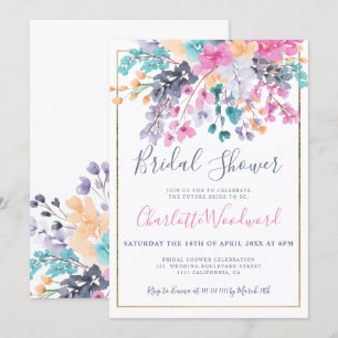 Pastellrosa blühendes Brautparty Einladung