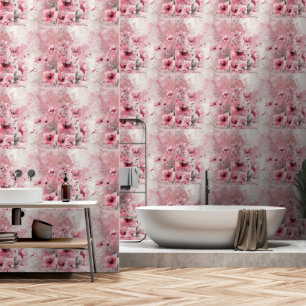 Pastellrosa Blume Kinderzimmer Tapete
