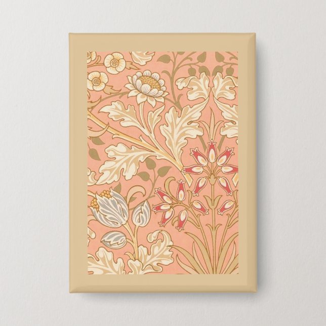 Pastellrosa Blumen Button (Vorderseite)
