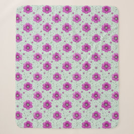 Rosa Blumenmuster mit Tröpfchen Sherpadecke