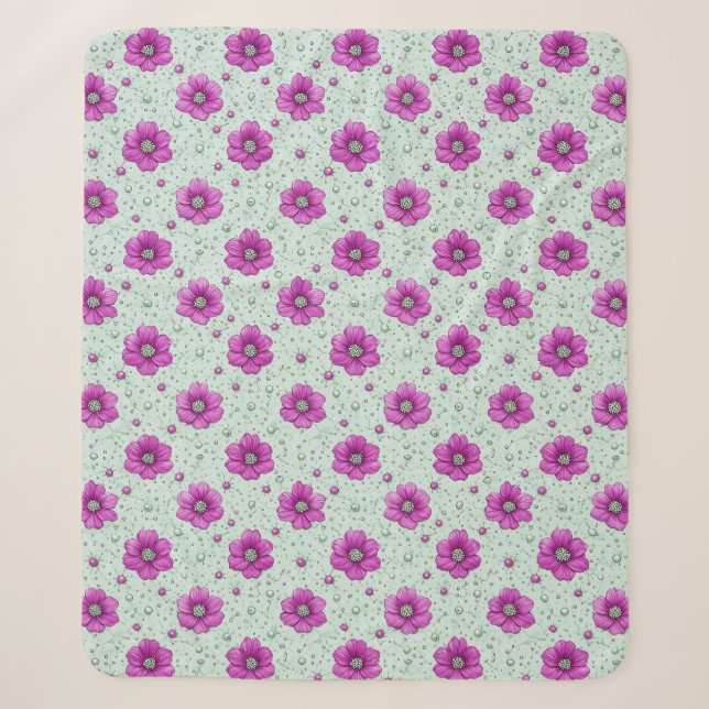 Pastellrosa Blumen Für Frische Botanische Dekorati Sherpadecke (Vorderseite)