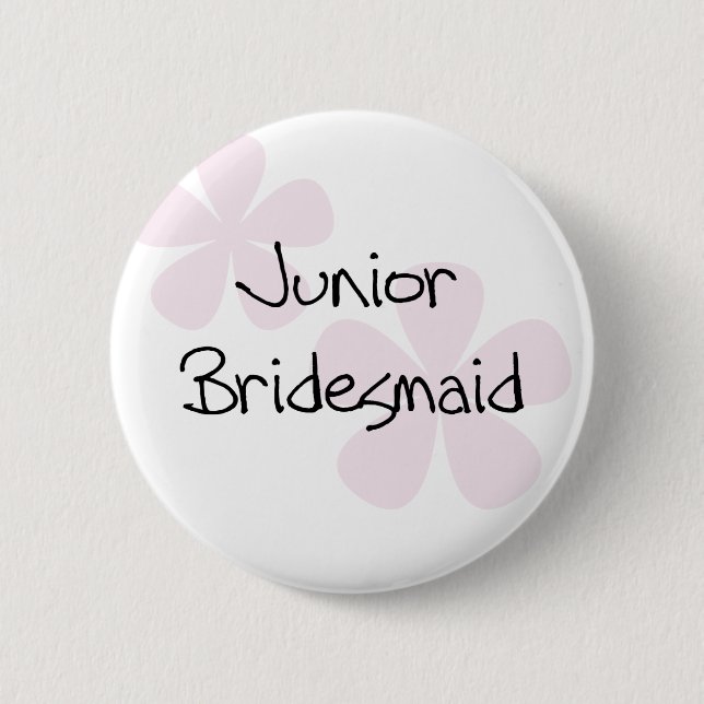 Pastellrosa-Blumen-jr.-Brautjungfer Button (Vorderseite)