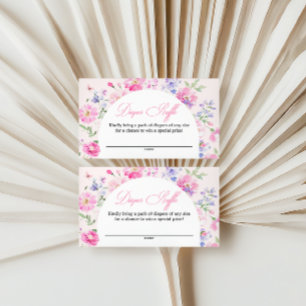 Pastellrosa Blumenbogen Baby Shower Windel-Raffle  Begleitkarte