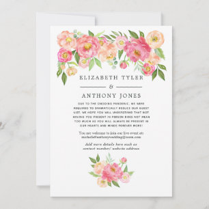 Pastellrosa Blumenhochzeit Reduzierte Gästeliste Ankündigung
