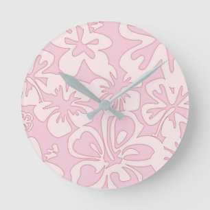 Pastellrosa Blumenkunst Runde Wanduhr