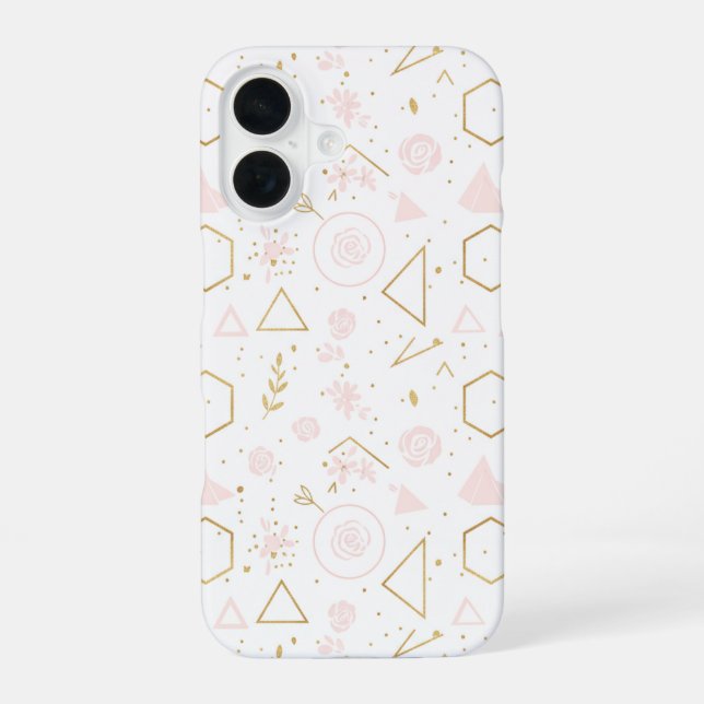 Pastellrosa Blumenmuster Nahtlose Muster iPhone 16 Hülle (Rückseite)