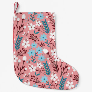 Pastellrosa Blumenmuster Nahtloses Muster. Kleiner Weihnachtsstrumpf