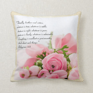 Pastellrosa-Blumenstrauß des Blumen-Bibel-Verses Kissen