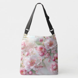 Pastellrosa Blumenweich Elegantes Muster Persönlic Tragetaschen Mit Langen Trägern