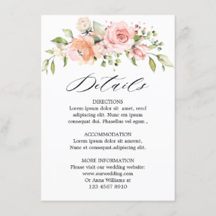 Pastellrosa Blush Rose Blumenzwiebeldetails Begleitkarte