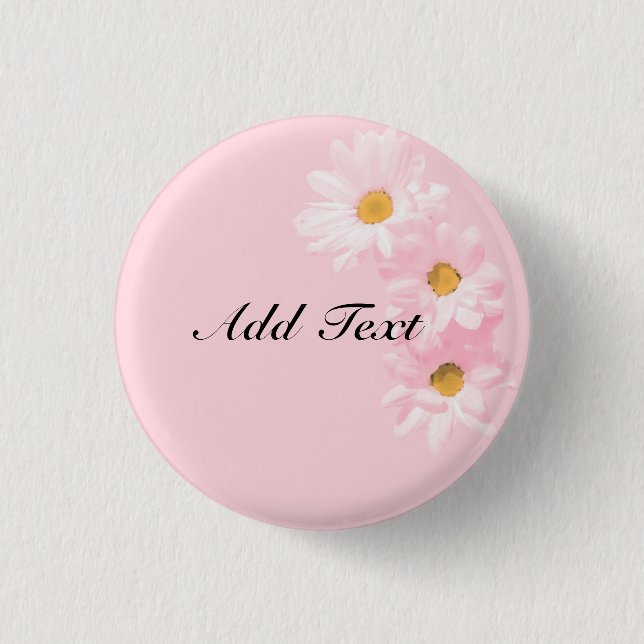 Pastellrosa Blütenvorlage, fertig zum Anpassen. Button (Vorderseite)