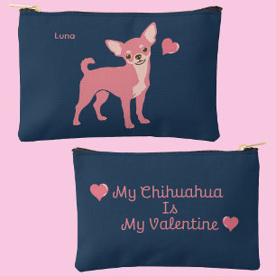 Pastellrosa Chihuahua-Valentinstag-Täschchen, benu Zubehörtasche