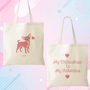 Pastellrosa Chihuahua-Valentinstag-Tasche, benutze Tragetasche