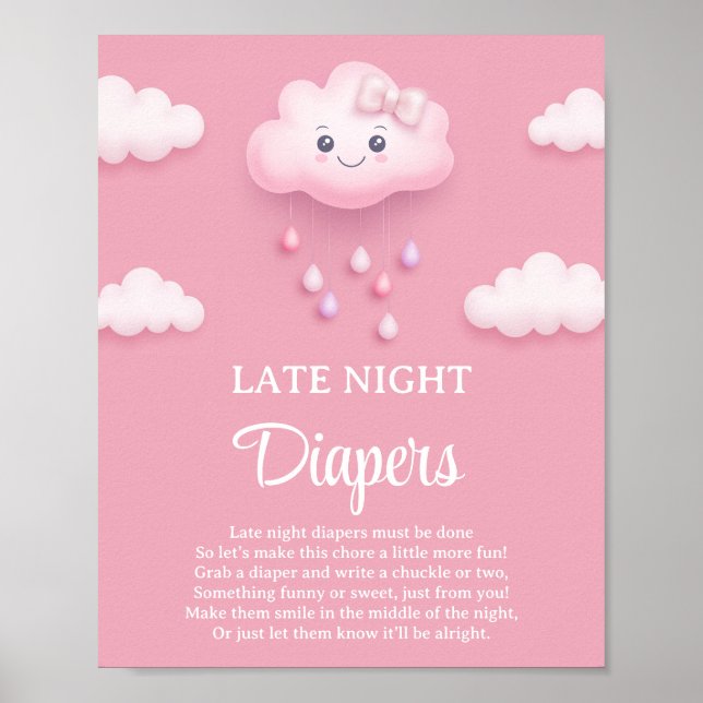 Pastellrosa Cloud 9 Spielzeichen für Spätnachtspur Poster (Vorne)