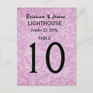 Pastellrosa Damaske Hochzeitskarte für die Tischnu Postkarte