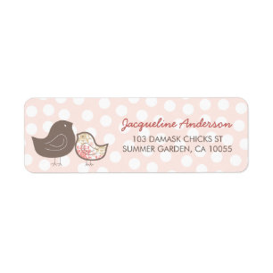 Pastellrosa Damast-Küken Mädchen Baby Shower Adres