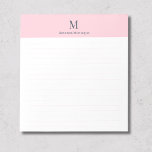 Pastellrosa Elegantes Personalisiertes Monogramm m Notizblock<br><div class="desc">Dieses pastellrosa personalisierte Notizbuch mit Linien enthält ein Monogramm in Holzkohlegrau mit vollständigem Namenszug,  was ein stilvolles und praktisches Layout bietet. Der Kontrast zwischen dem weichen Rosa und dem tiefen schwarzen Text ergibt ein zeitloses und elegantes Aussehen.</div>