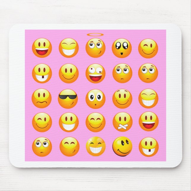 Pastellrosa Emoji Mousepad (Vorne)