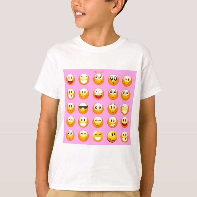 Pastellrosa Emoji T-Shirt (Vorderseite)