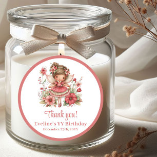 Pastellrosa Fantasievolle Feen Blumen Mädchen Gebu Runder Aufkleber